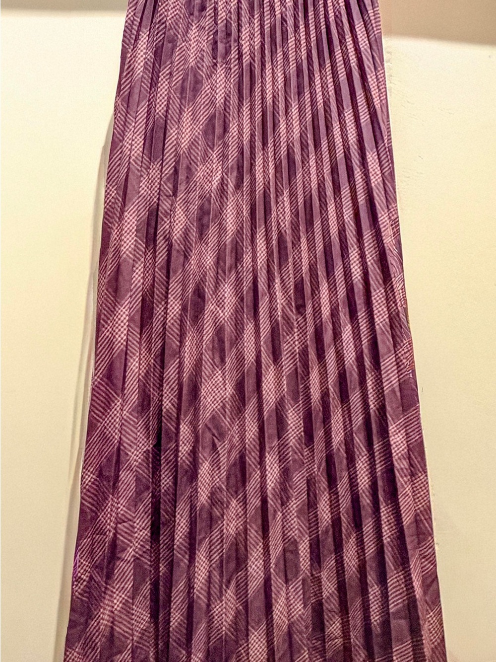 Pleated Purple Plaid Maxi Skirt - Women's Skater Style